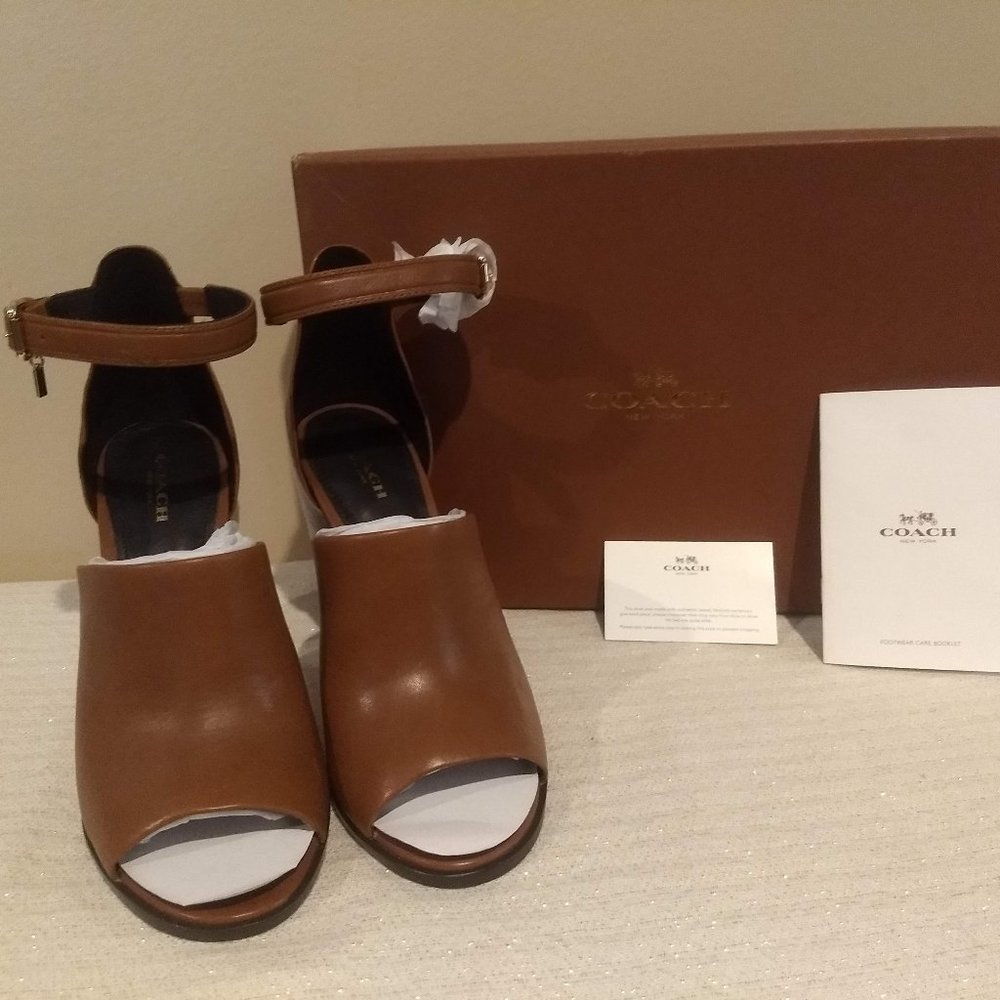 Coach Lucille Ankle Strap Sandals, Cinnamon, 8.5